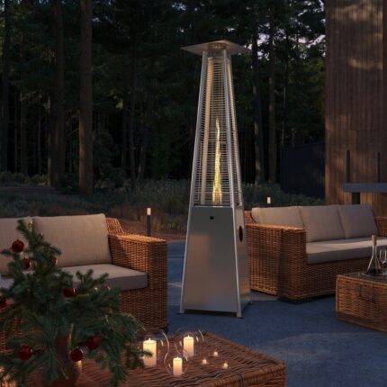 40000-BTU Silver Steel Floorstanding Gas Propane Patio Heater