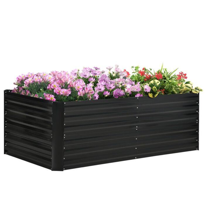 Outsunny Raised Garden Bed, 71" x 36" x 23" Galvanized Steel Planters for Outdoor Plants with Reinforced Rods - Image 2