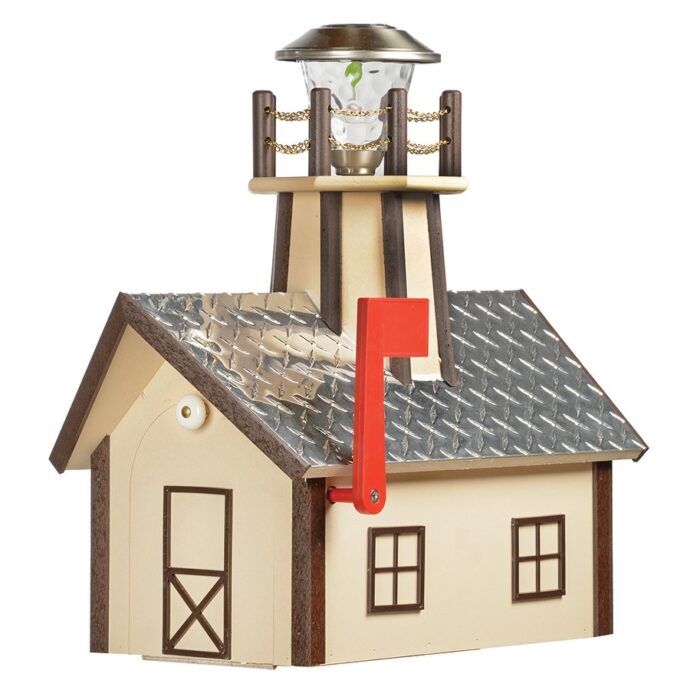 Deluxe Poly Mailbox with Aluminum Diamond Plate Roof and Lighthouse - Image 2
