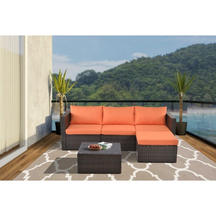 Saint Birch Outdoor 4 - Person Seating Group with Cushions