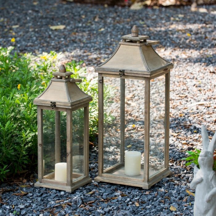 Hurricane Wooden Candle Lantern Decorative for Indoor Outdoor - Image 2