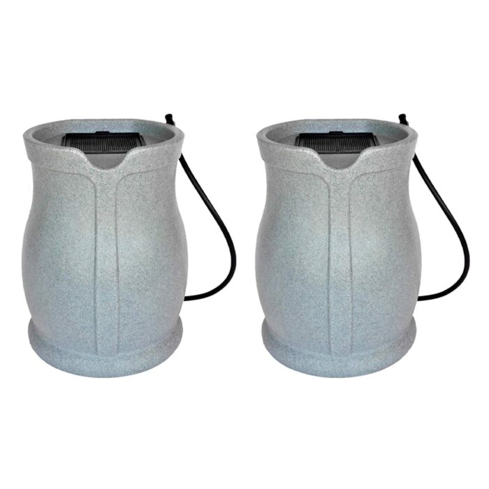 FCMP Outdoor Water Irrigation 45 Gallons Catalina Rain Barrel, Granite (2 Pack) - 20
