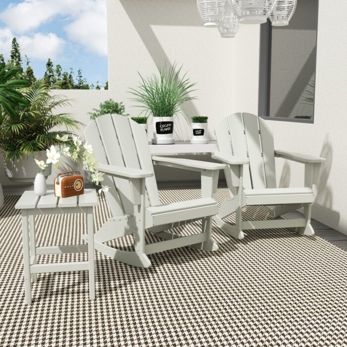 Polytrends Laguna 3-Piece Poly Adirondack Rocking Chairs and Side Table Set - Image 2