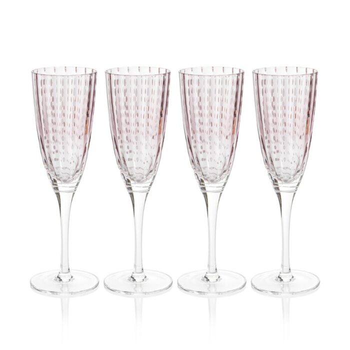 Pescara White Dot Champagne Flutes, Set of 4 - Image 2