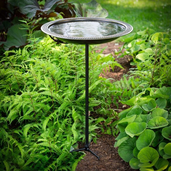 18" Beaded Copper Birdbath with Garden Pole - Image 2