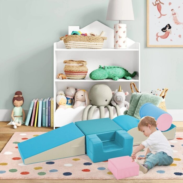 6 in 1 Soft Climb and Crawl Foam Playset ,Kids Indoor Active Play Structure