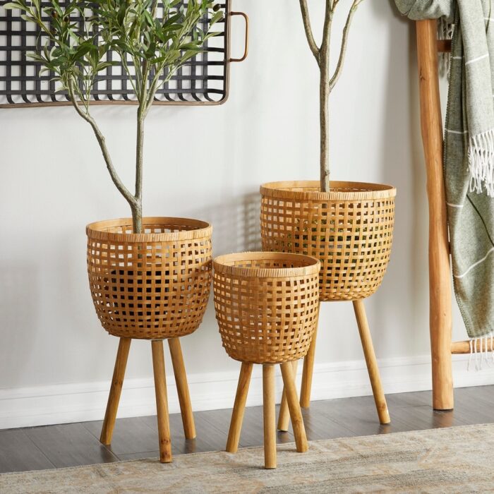 Bamboo Bohemian Planter ( Set of 3) - S/3 26", 23", 20"H