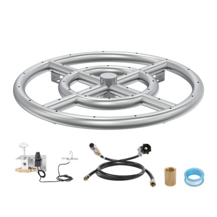 VEVOR 12 & 18 inch Round Fire Pit Pan Stainless Steel 92,000 & 150,000 BTU for Indoor Outdoor Use