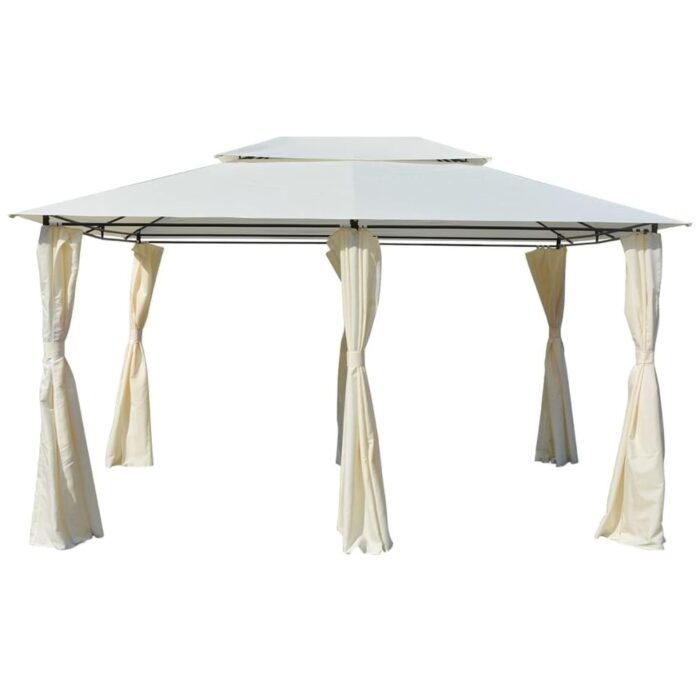 vidaXL Garden Marquee with Curtains 157.5"x118.1" White