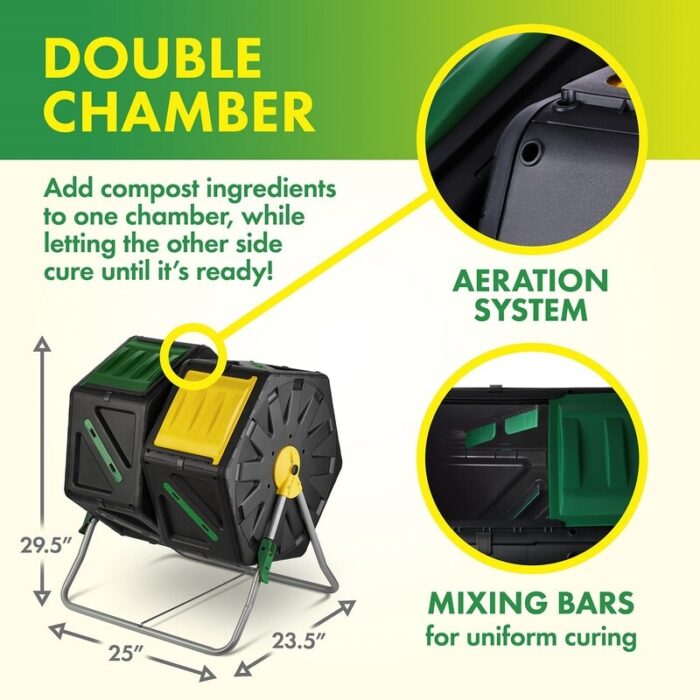 Chamber Compost Tumbler - Easy Turn, Quick Work System - Image 2