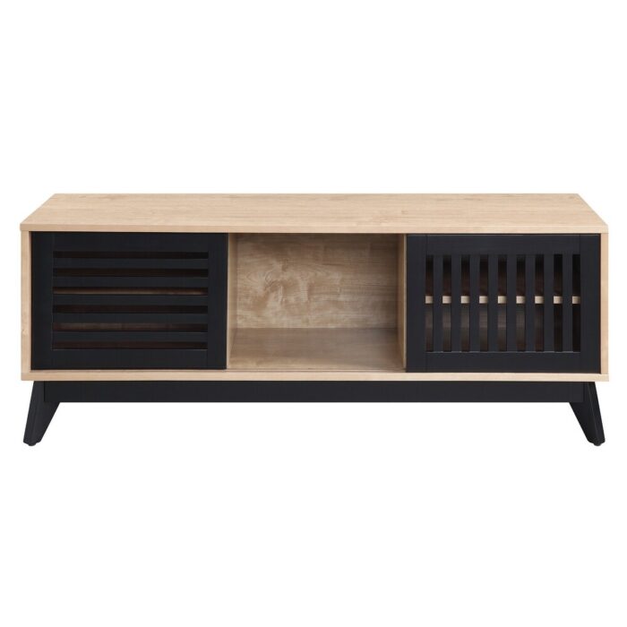 TV Tray Tables in Oak & Espresso Finish 2 Doors Storages w/2 Shelves & 1 Open Compartment,TV Tray Tables - Image 2