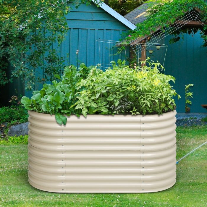 Aoodor 2 in 1 Modular Aluzinc Metal Raised Garden Bed 63''(L) x32''(W) x32''(H) - 3.5' x 2'