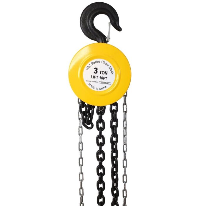 Chain hoist 4400 lbs. Yellow 10 ft. Steel Manual Chain Hoist Log Hook with 2 Heavy Duty Hooks - Image 2
