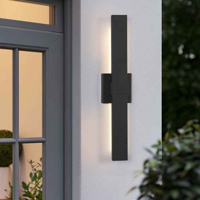 1-Light Black/White Aluminum LED Outdoor Wall Sconce