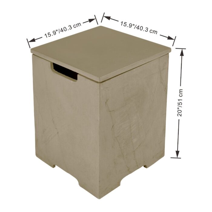 Elementi Plus Square Propane Tank Cover Hideaway Storage Box with Removable Top - 15.9" x 15.9" x 20.5" - Image 2