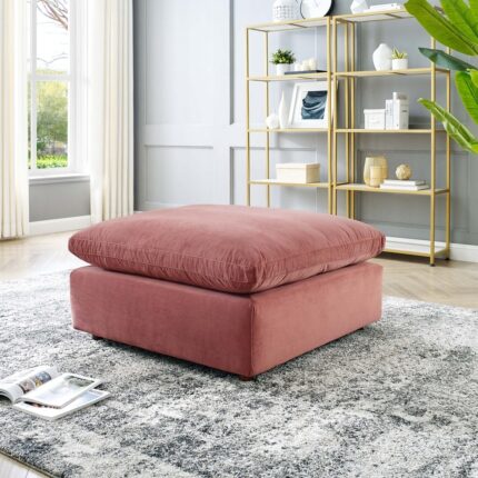 Commix Down Filled Overstuffed Performance Velvet Ottoman - Image 2