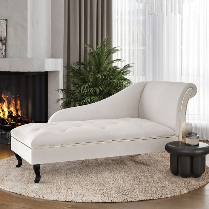 BELLEZE Memphis Tufted Velvet Chaise Lounge with Storage - Image 2