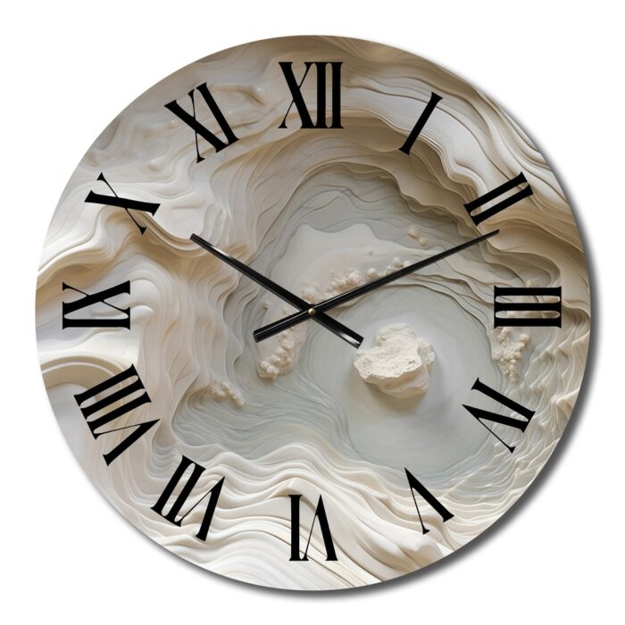 Designart "Cream Spiral Nebula II" Abstract Spirals Oversized Wall Clock - Image 2