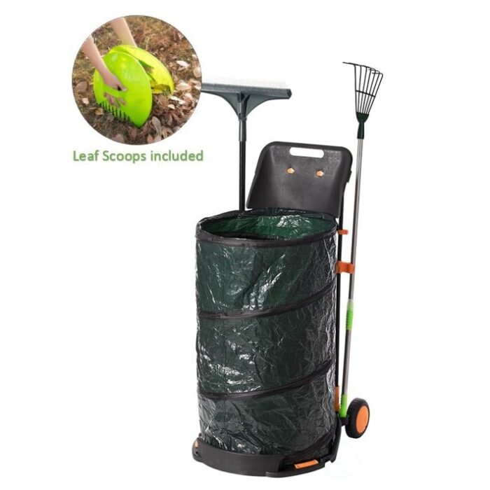 Garden Cart and Leaf Collector, Bonus Hand Leaf Rakes Included - Image 2