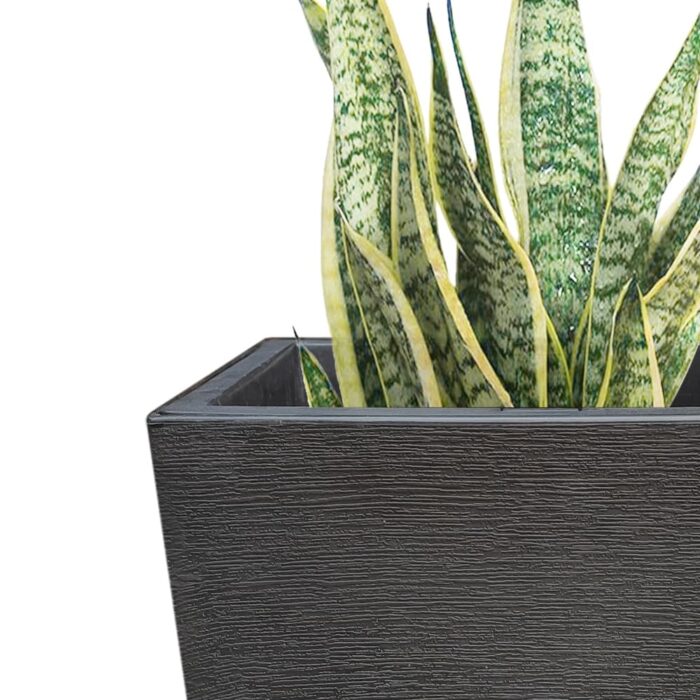 Kante Black Plastic Indoor Outdoor Self-Watering Planters (Set of 2) w/ Drainage Hole, Garden Patio Front Door - Image 2
