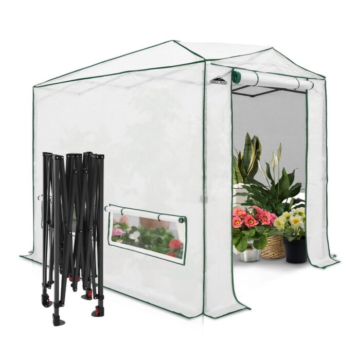 EAGLE PEAK 8x6 Portable Walk-in Greenhouse Instant Pop-up Indoor Outdoor Plant Gardening Green House, White