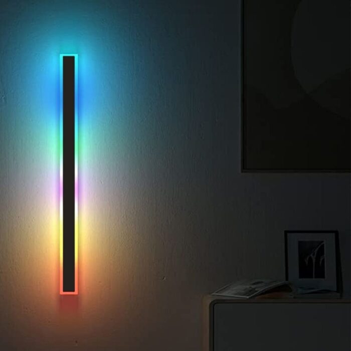 RGB Long Strip Light Wall Mount Fixture, Complete with Remote Control for Brightness and Color Mode Adjustments