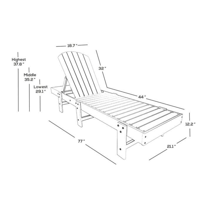 Polytrends Altura Armless Poly Eco-Friendly All Weather Reclining Chaise Lounge - Image 2