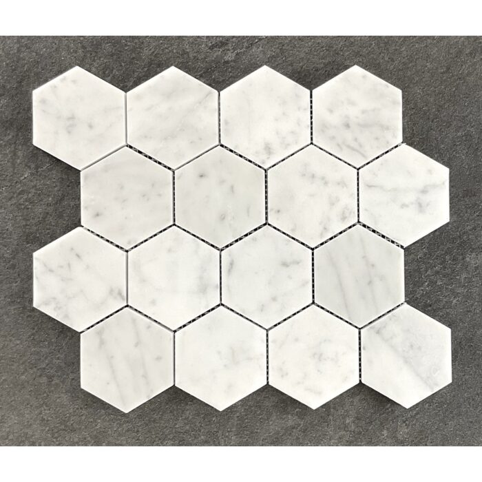 3" Honed Hexagon Marble Mosaic Tiles