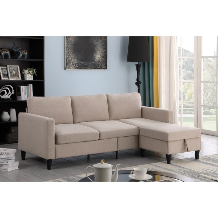 Marcus 77" Mid Century Reversible Sectional with Storage Ottoman