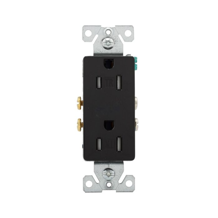15 AMP Rectangle Black Electrical Receptacle Plastic-Aluminum American Imaginations