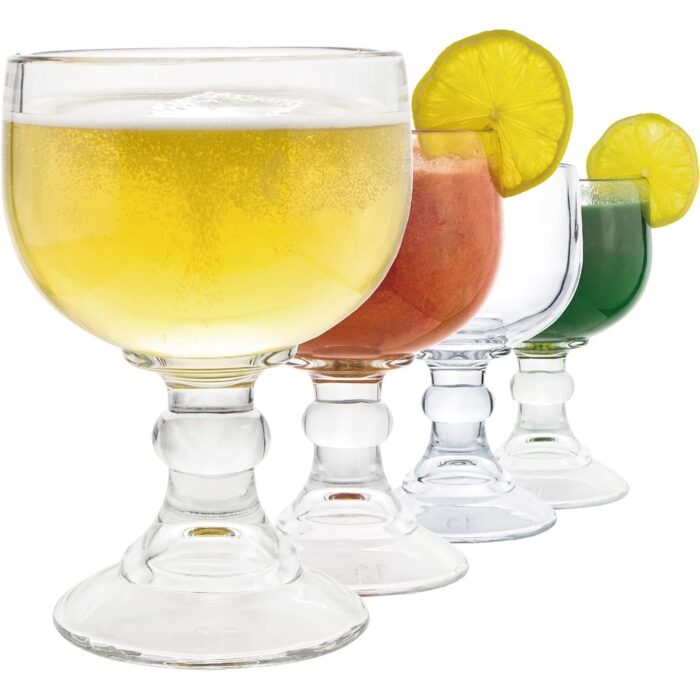 Goblet Crystal Style Cocktail Margaritas Beer Glass 4 PACK - Classic 21.5 OZ