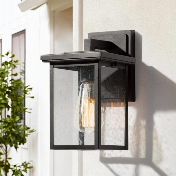 Modern Farmhouse Black 1-Light Outdoor Sconces Glass Metal Wall Lamps