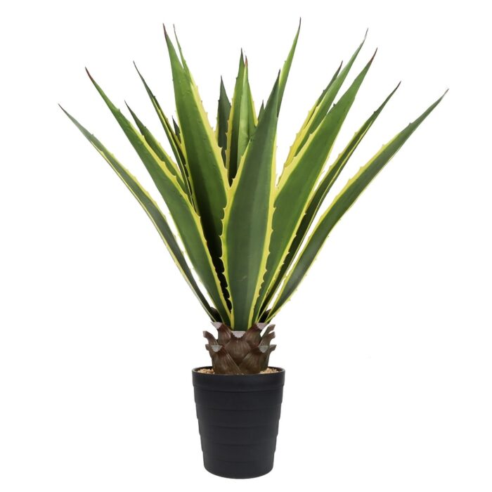 38in Yellow Green Artificial Agave Succulent Plant in Tiered Black Pot - 38" H x 28" W x 28" DP
