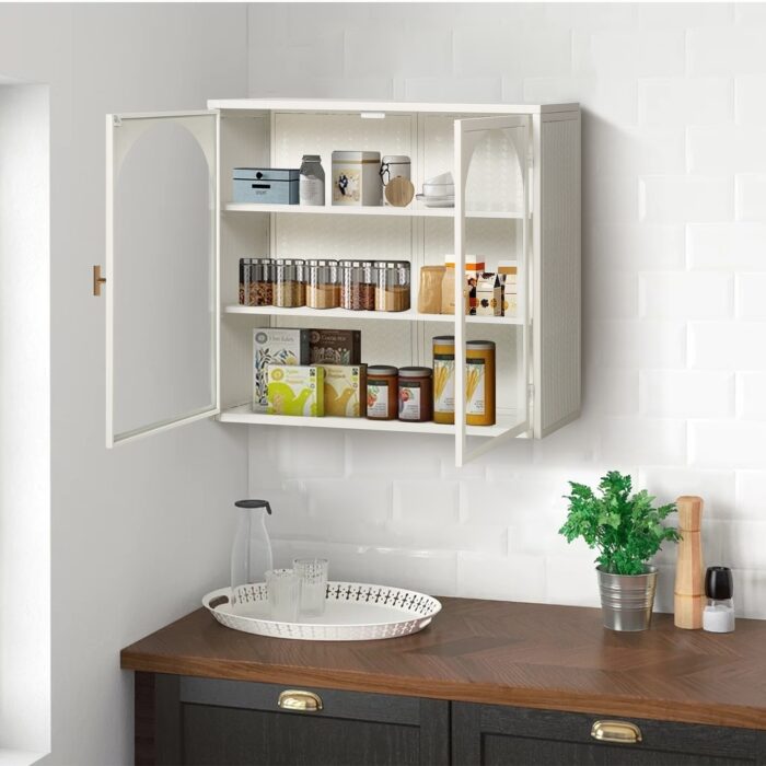 Kitchen Sideboard Display Cabinet Over The Toilet Wall Cabinet, White