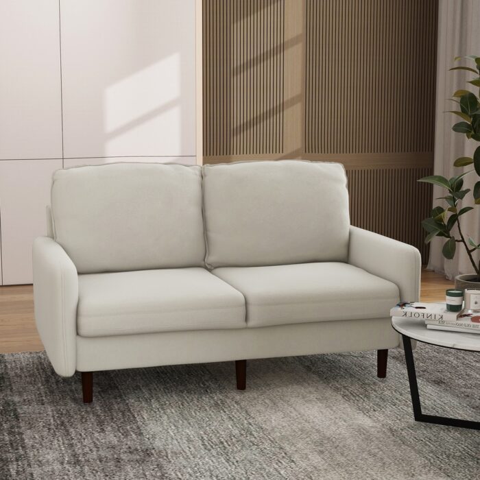 Modern Loveseat Velvet Wood Legs Sofa - Image 2