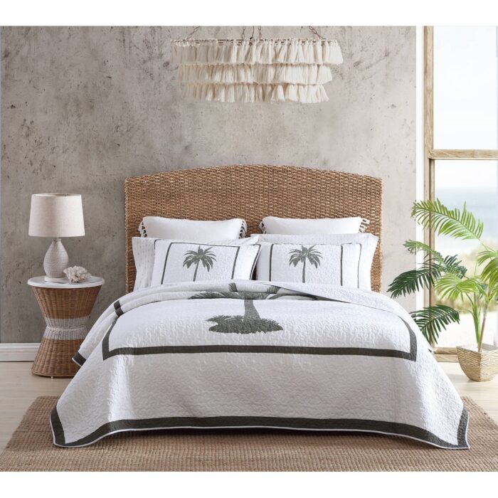 Tommy Bahama Palm Island Cotton Grey Quilt or Coordinating Shams