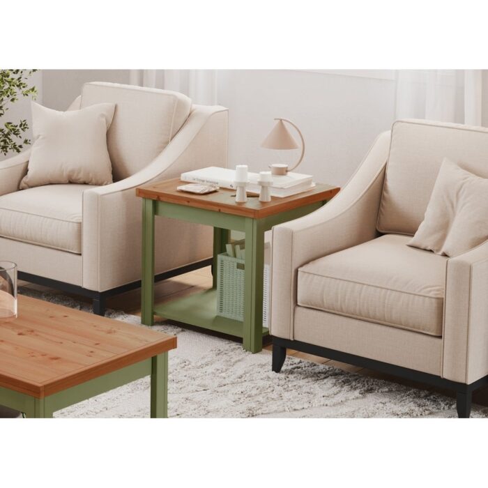 Bridgevine Home Modern Farmhouse 24 inch Side Table, No Assembly Required, Two-Tone Finish - Image 2