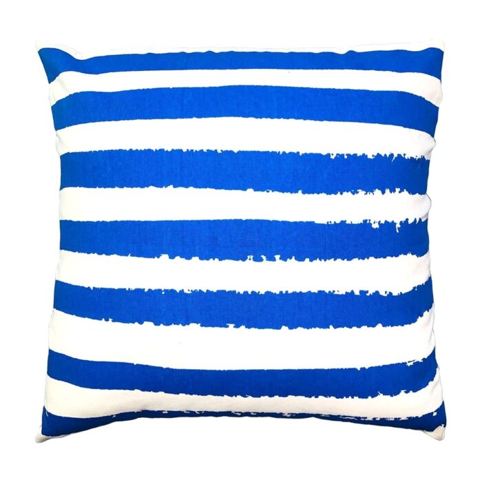 20 x 20 Modern Square Cotton Accent Throw Pillow, Screen Printed Stripes Pattern, Blue, White