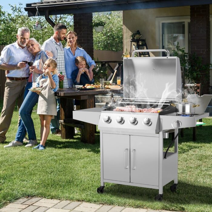 Costway 5-Burner Propane Gas BBQ Grill withSide - 52.5'' x 22'' x 43'' (L x W x H) - Image 2