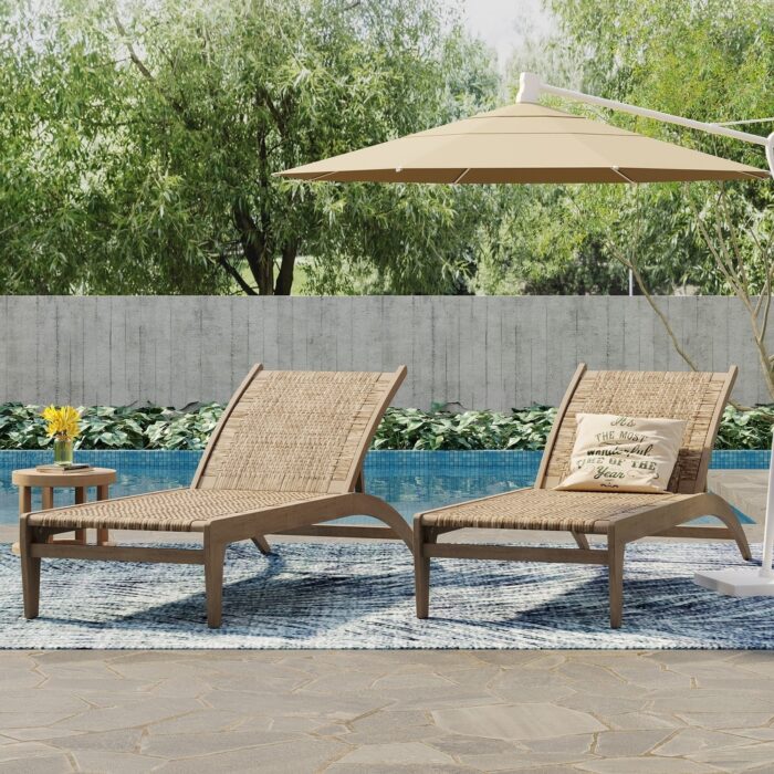 Benfield Outdoor Acacia Wood and Flat Wicker Chaise Lounge by Christopher Knight Home - Image 2