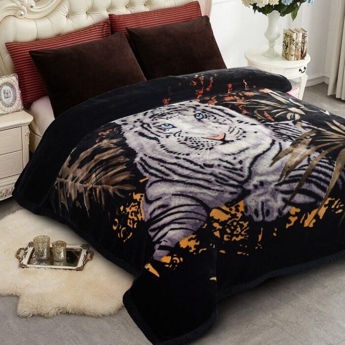 2 Ply A&B Printed Raschel Bed Blanket 85" x 93"-10 Pounds