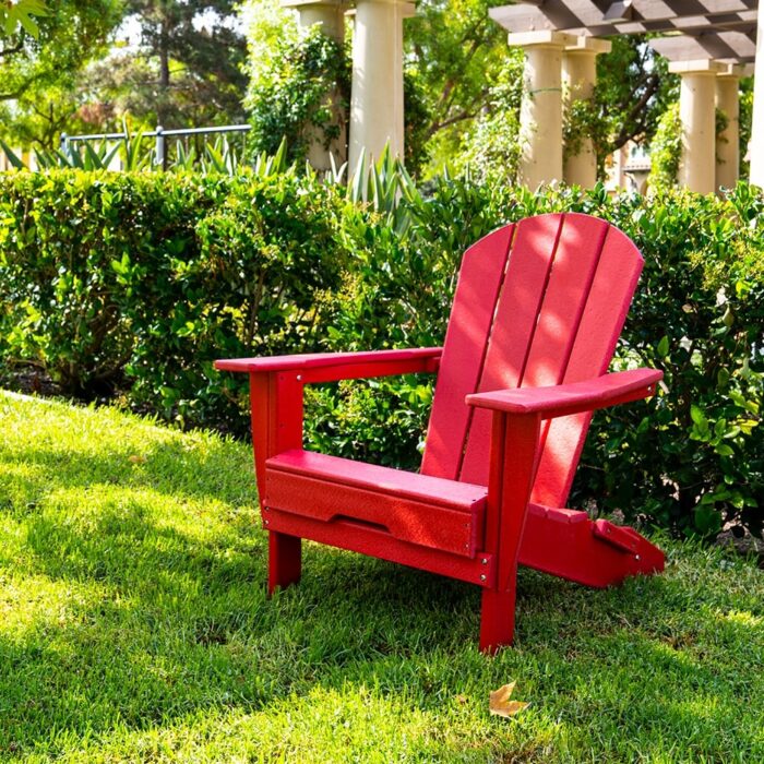 All Weather Folding Adirondack Chair, HDPE Recyclable Plastic - Image 2