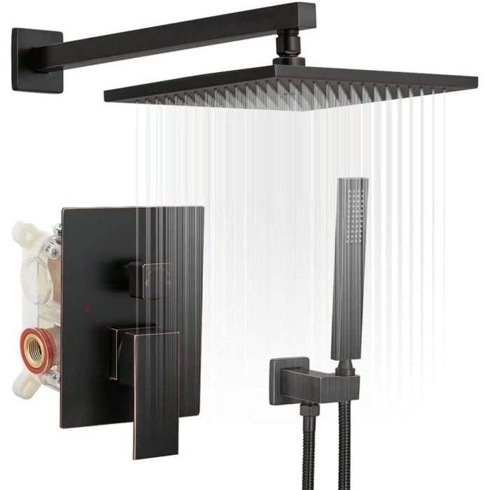 Vibrantbath Rain Shower Faucet System Head Oil Rubbed Bronze With 10 Inch