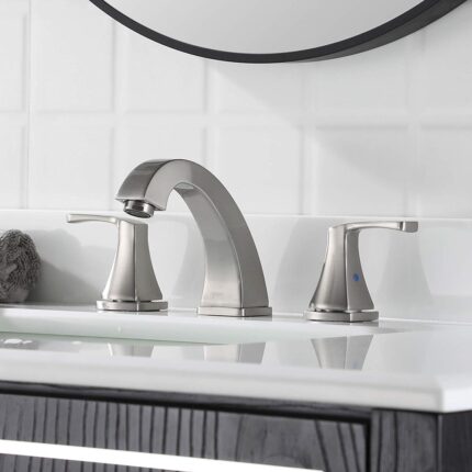 BATHLET Widespread Double Handles Bathroom Faucet with Pop Up Sink Drain - Image 2