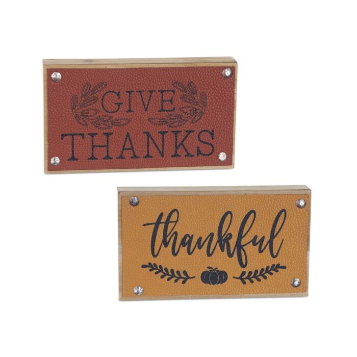 Thankful Sign (Set of 6) 7"L x 4"H MDF - 7"L x 1.25"W x 4"H - Image 2